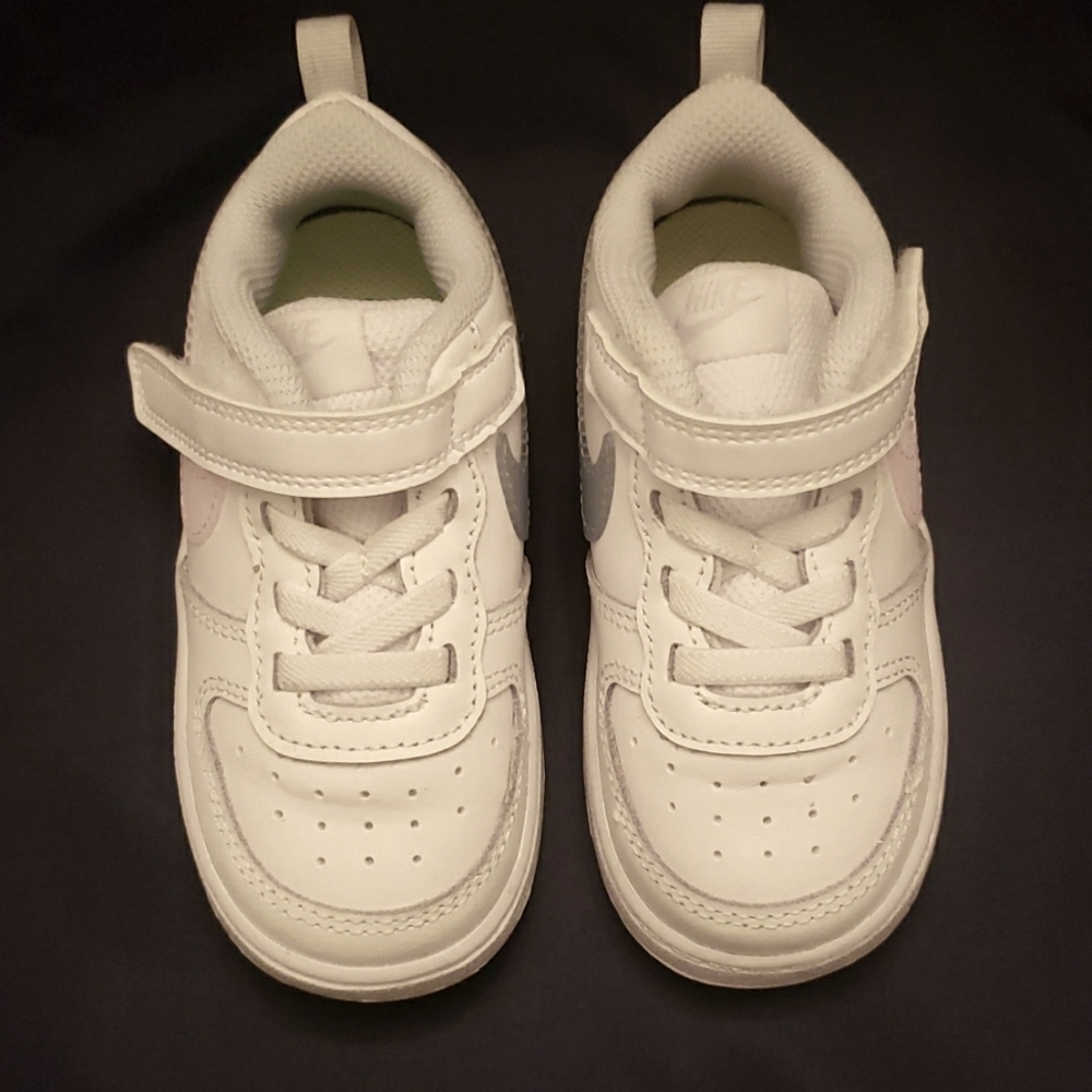 Nike Size 7c White with Pink and Blue checks on each side